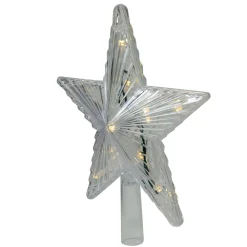 Hofert Stars-9.5" Lighted White Star Christmas Tree Topper - White And Multicolor Led Lights