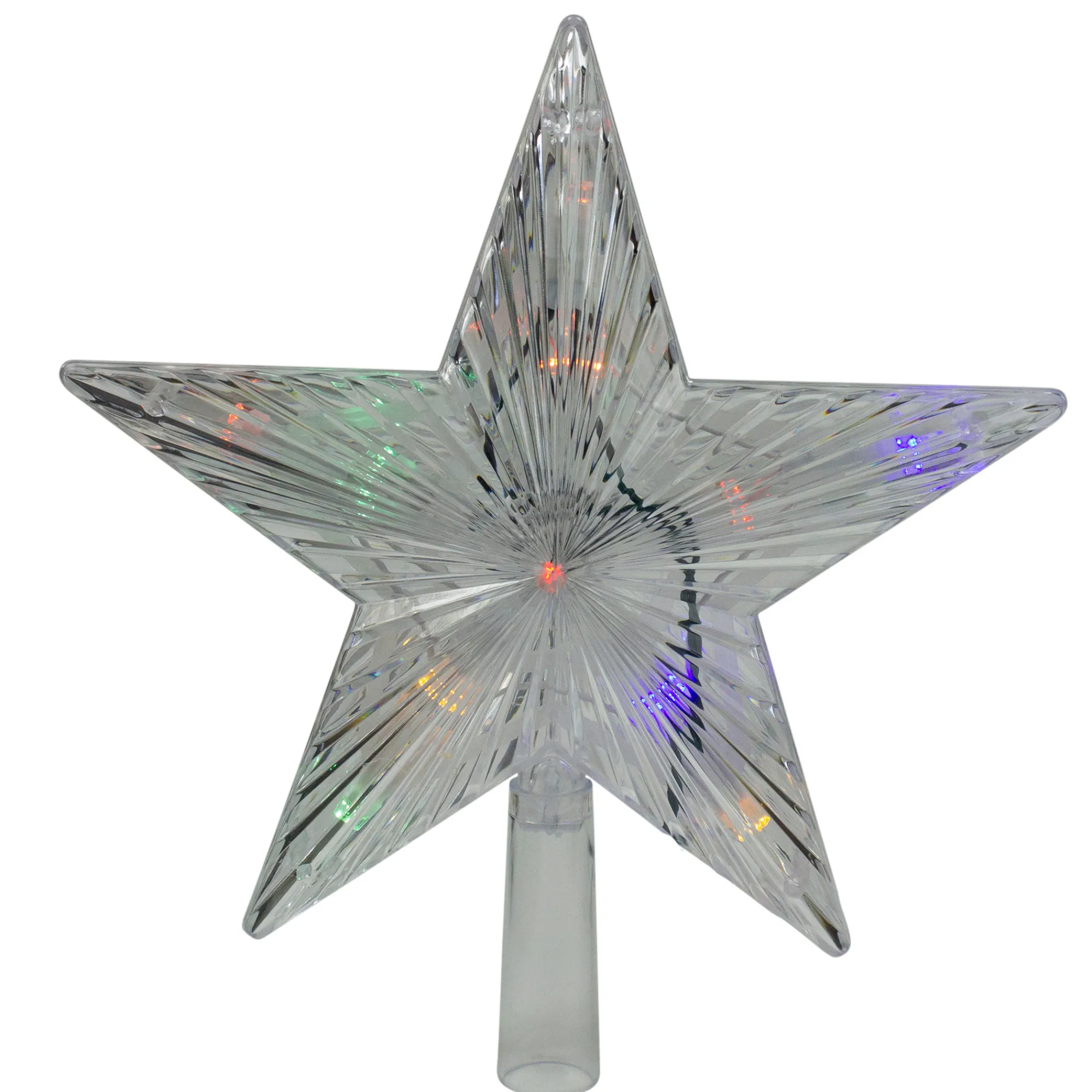 Hofert Stars-9.5" Lighted White Star Christmas Tree Topper - White And Multicolor Led Lights