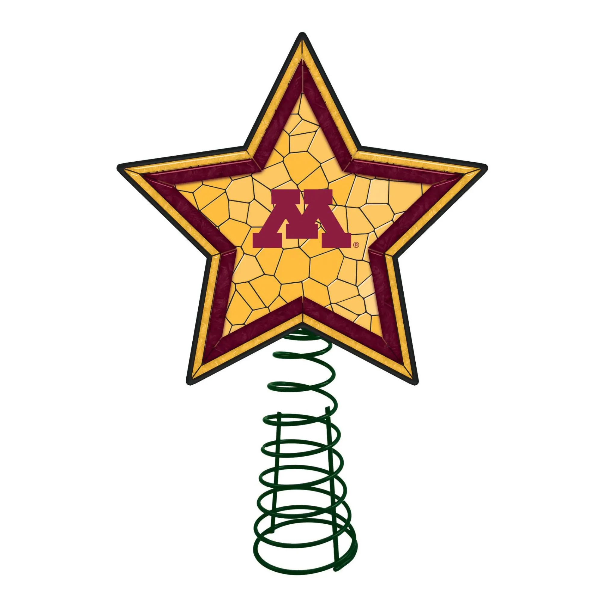 The Memory Company Stars-10" Lighted Yellow And Red Star Ncaa Minnesota Golden Gophers Christmas Tree Topper