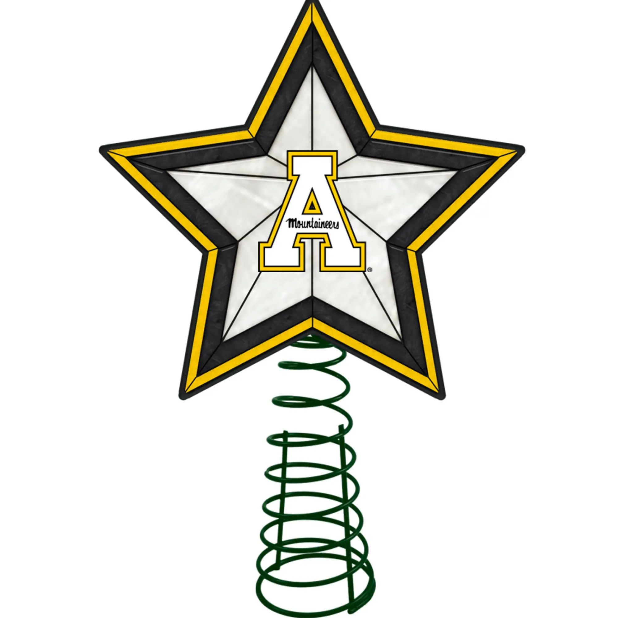 The Memory Company Stars-10" Lighted Yellow And White Star Ncaa Appalachian State Mountaineers Christmas Tree Topper