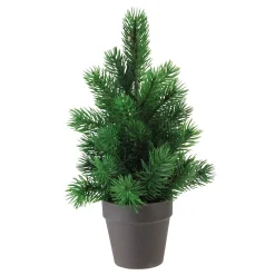 Northlight Unlit-11" Matte Finish Mini Pine Christmas Tree In Dark Coffee Brown Vase - Unlit