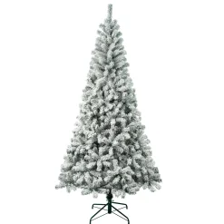 Christmas Central Unlit-7.5' Medium Acacia Flocked Artificial Christmas Tree, Unlit
