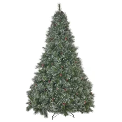 Contemporary Home Living Unlit-9' Medium Cashmere Pine And Mixed Spruce Artificial Christmas Tree With Snowy Branches - Unlit