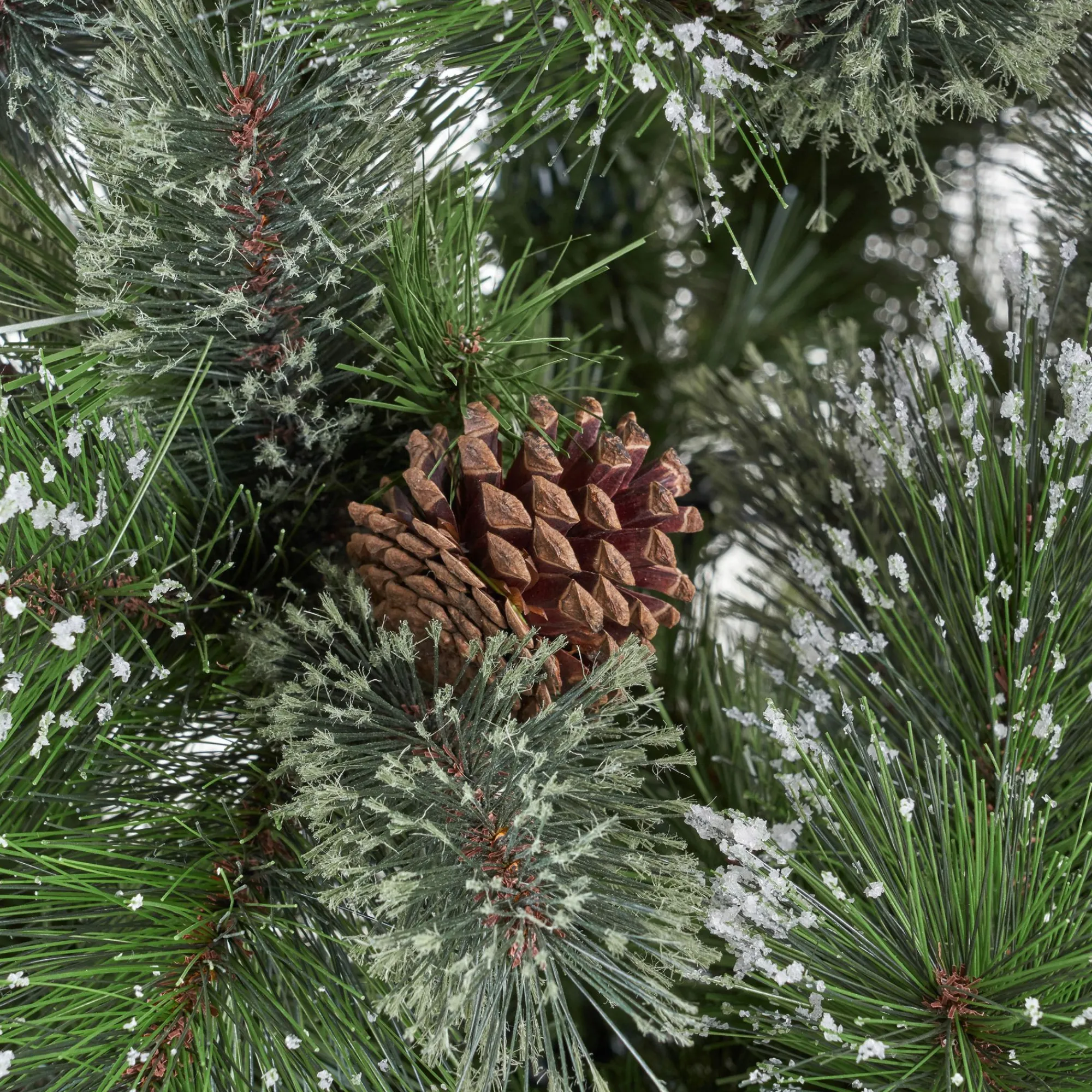 Contemporary Home Living Unlit-9' Medium Cashmere Pine And Mixed Spruce Artificial Christmas Tree With Snowy Branches - Unlit