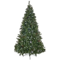 Contemporary Home Living Unlit-7.5' Medium Mixed Spruce Artificial Christmas Tree With Frosted Branches - Unlit