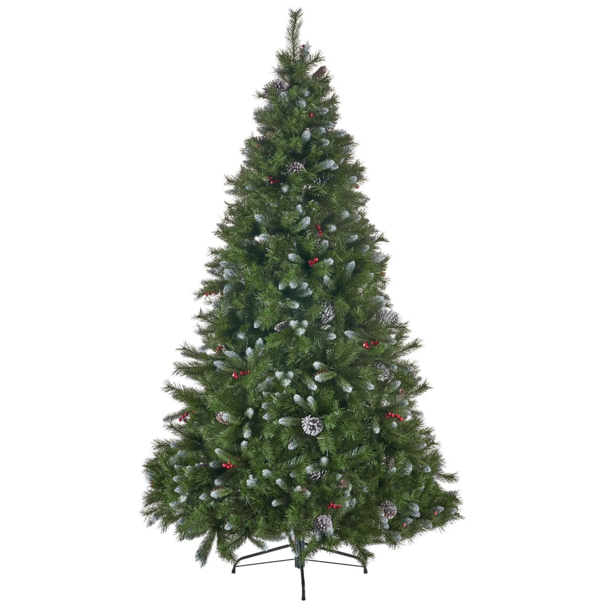 Contemporary Home Living Unlit-7' Medium Mixed Spruce Artificial Christmas Tree With Berries And Frosted Pinecones - Unlit