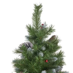 Contemporary Home Living Unlit-7' Medium Mixed Spruce Artificial Christmas Tree With Berries And Frosted Pinecones - Unlit