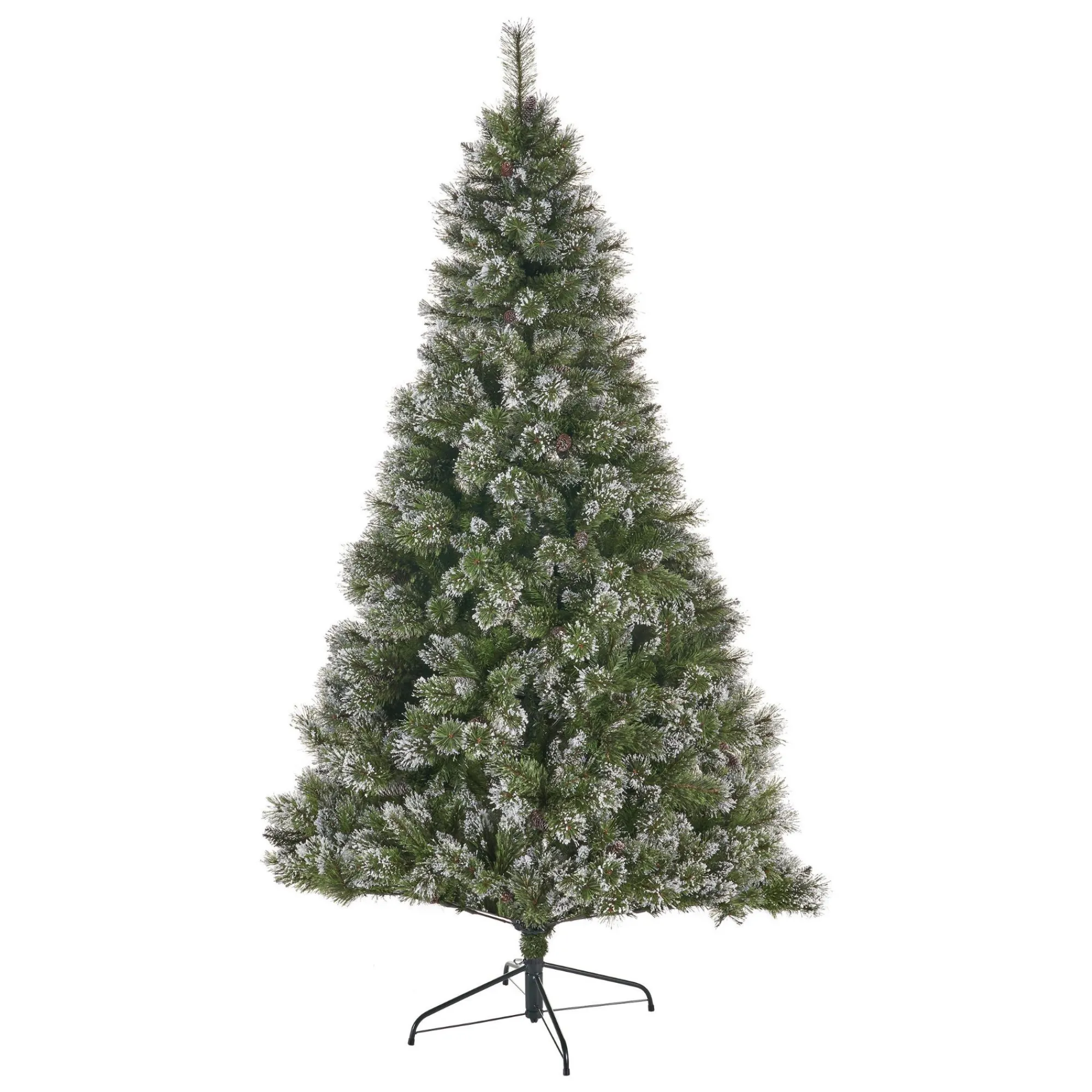 Contemporary Home Living Unlit-7' Medium Mixed Spruce Artificial Christmas Tree With Snow And Glitter Branches - Unlit
