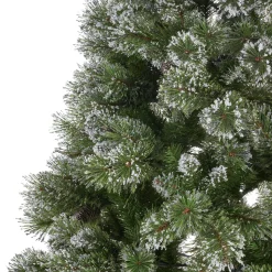 Contemporary Home Living Unlit-7' Medium Mixed Spruce Artificial Christmas Tree With Snow And Glitter Branches - Unlit