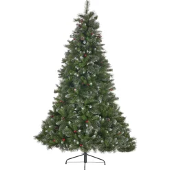 Contemporary Home Living Unlit-9' Medium Mixed Spruce Artificial Christmas Tree With Glitter Branches And Pinecones - Unlit