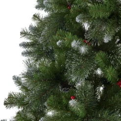 Contemporary Home Living Unlit-9' Medium Mixed Spruce Artificial Christmas Tree With Glitter Branches And Pinecones - Unlit