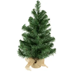 Northlight Unlit-3' Medium Traditional Green Mini Pine Artificial Christmas Tree In Burlap Sack - Unlit