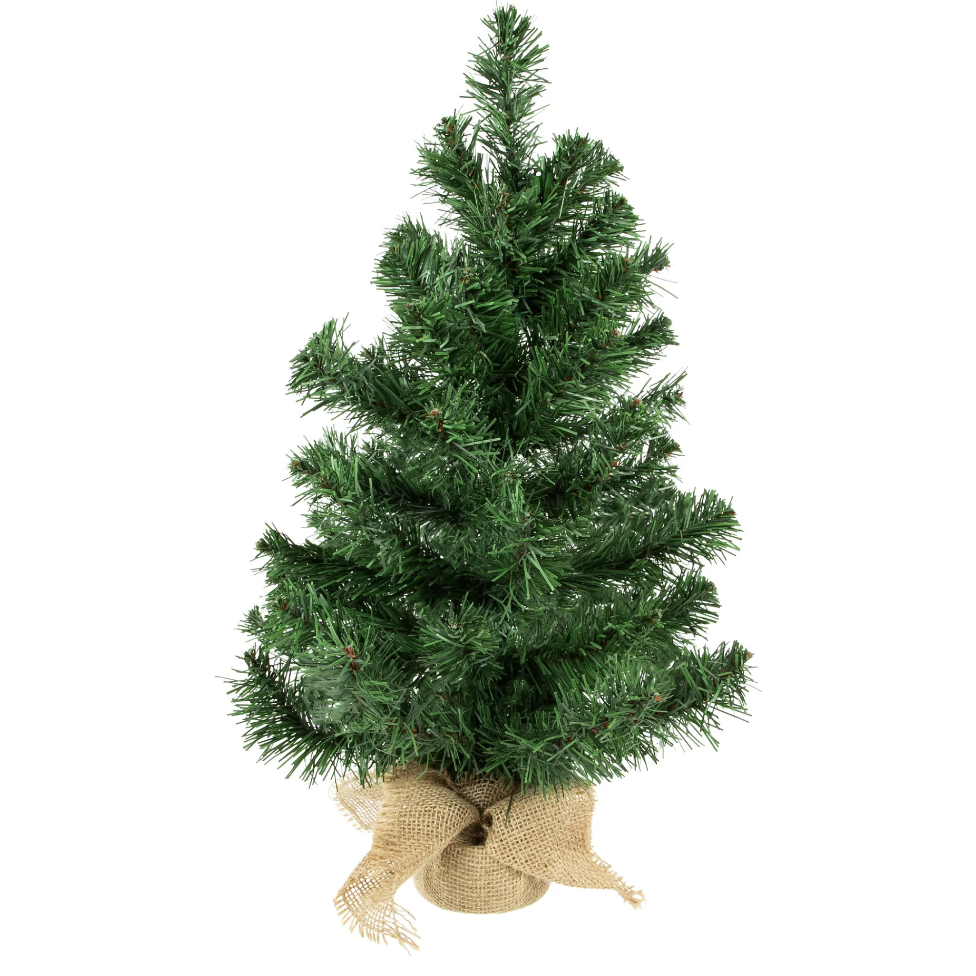 Northlight Unlit-3' Medium Traditional Green Mini Pine Artificial Christmas Tree In Burlap Sack - Unlit