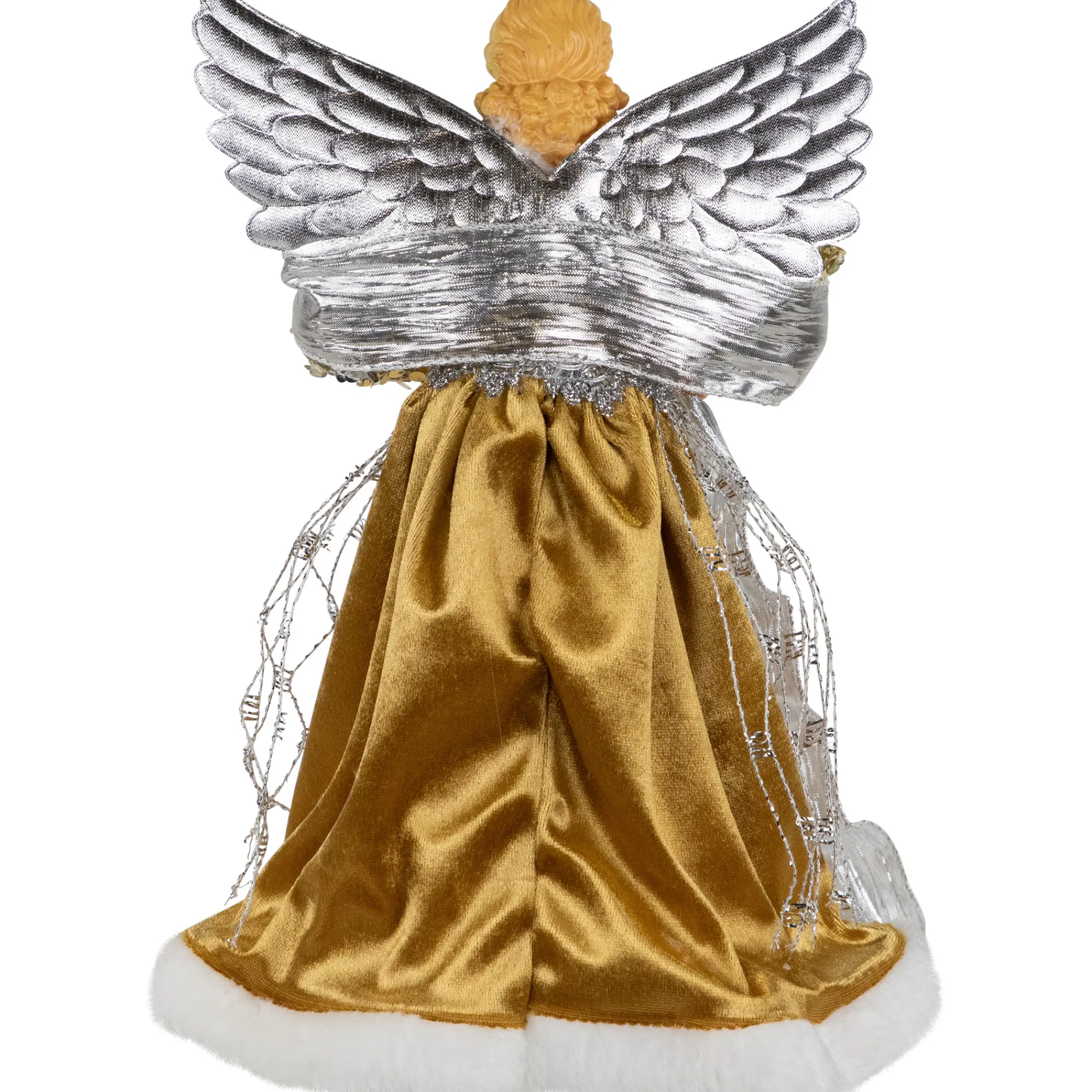 Northlight Angels-12" Metallic Bronze And Silver Sequined Angel Christmas Tree Topper, Unlit