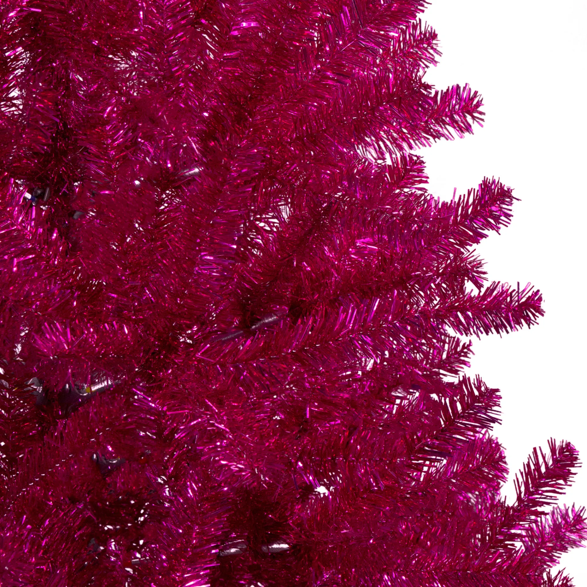 Northlight Unlit-7' Metallic Dark Pink Artificial Tinselchristmas Tree - Unlit