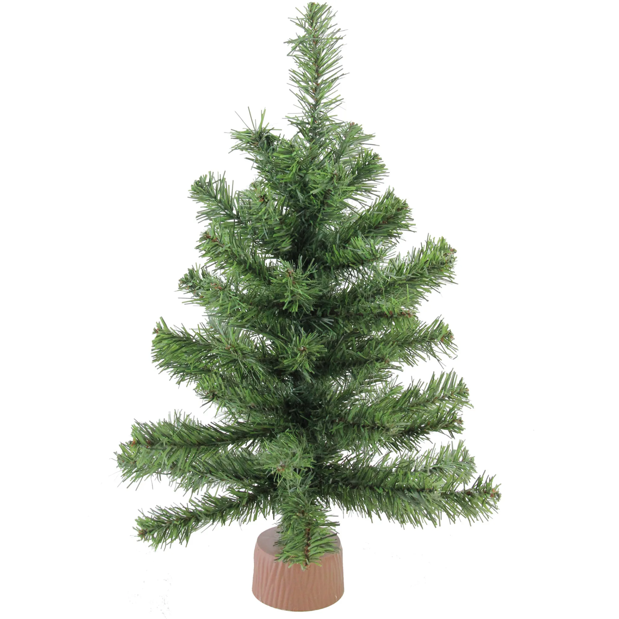 Northlight Unlit-18" Mini Canadian Pine Medium Artificial Christmas Tree With Faux Wood Base, Unlit