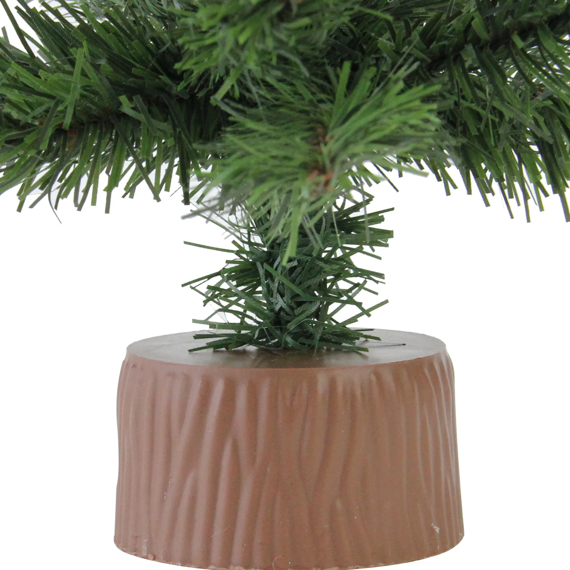 Northlight Unlit-18" Mini Canadian Pine Medium Artificial Christmas Tree With Faux Wood Base, Unlit