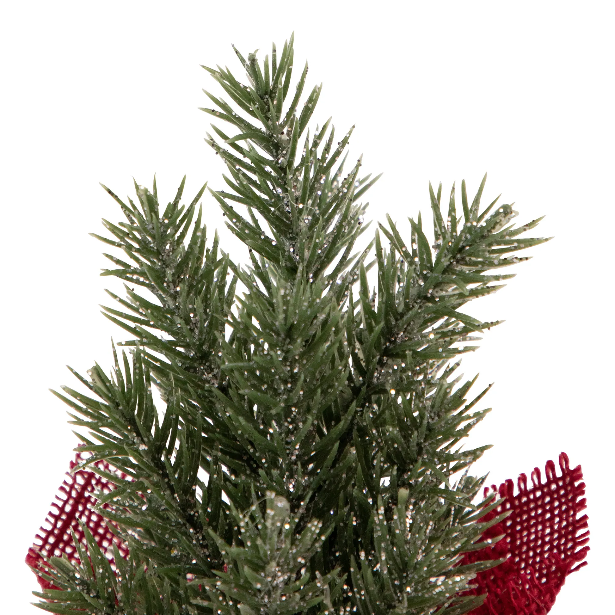 Northlight Unlit-8.5" Mini Pine Christmas Tree In Red Burlap Pot - Unlit