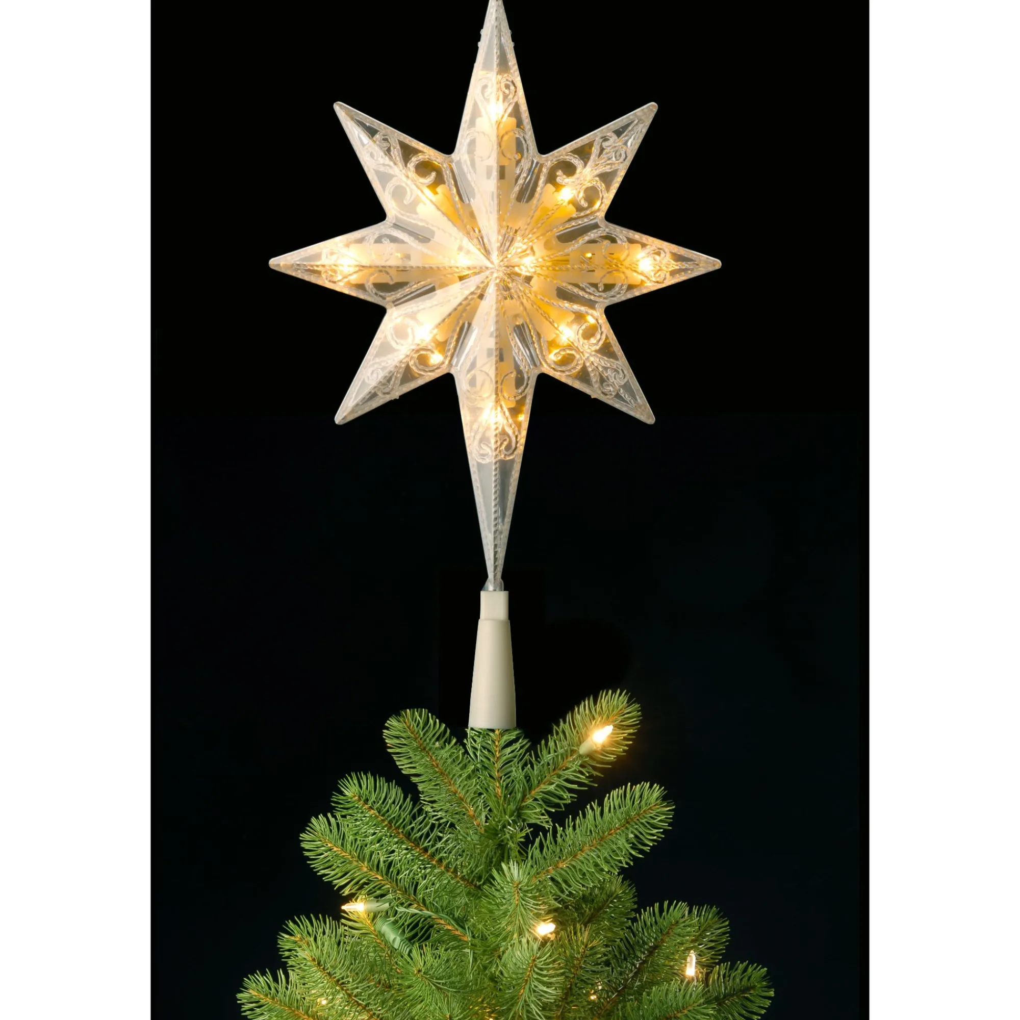 National Tree Stars-11" Multi Color 8-Point Bethlehem Star Christmas Tree Topper - Warm White Lights