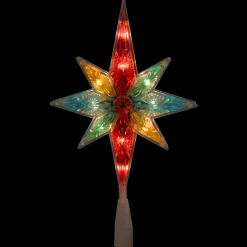 Northlight Stars-10.75" Multi Colored Faceted Star Of Bethlehem Christmas Tree Topper- Clear Lights