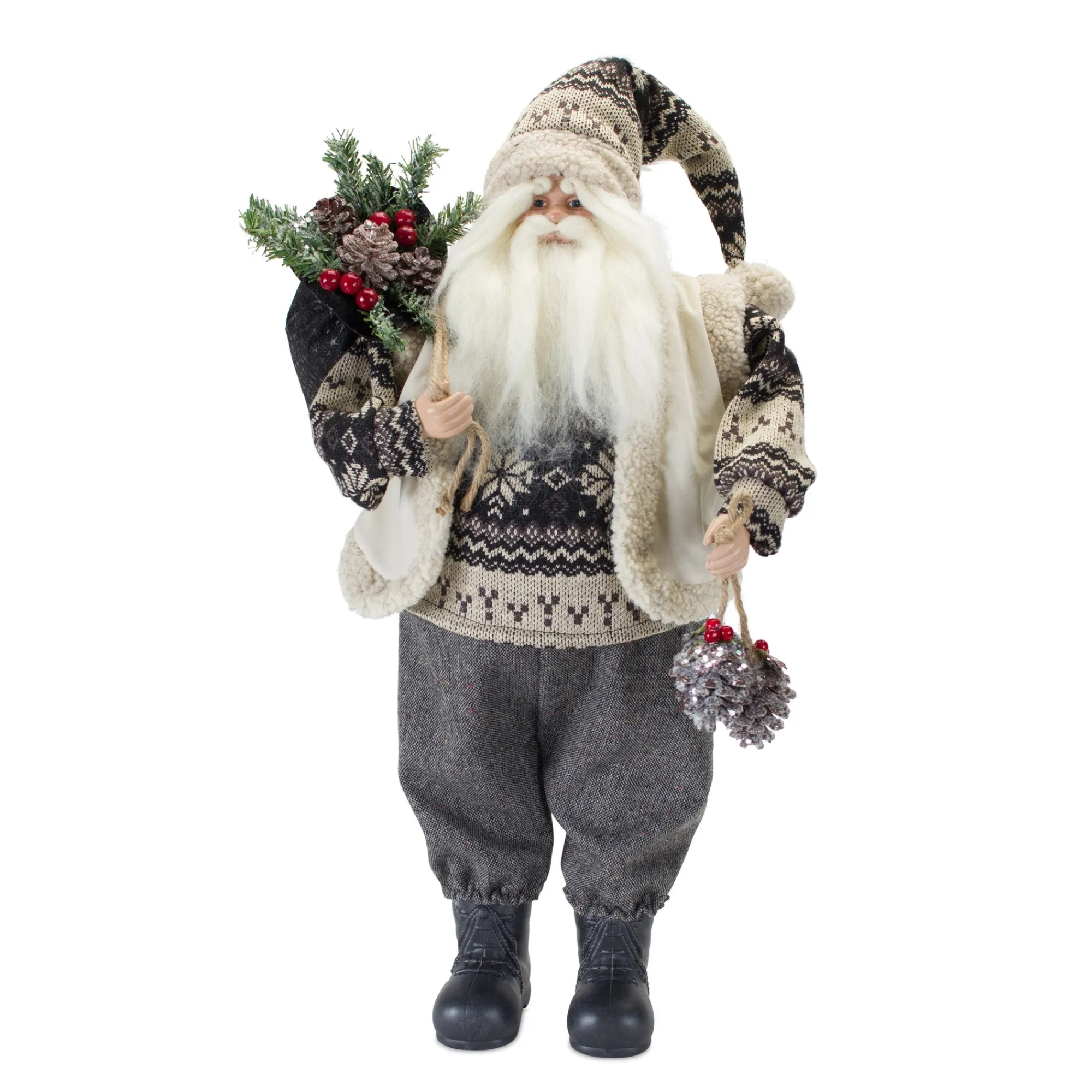 Contemporary Home Living Santa Claus-21" Multi-Colored Fascinating Fabric Santa With Loot Bag Accessory