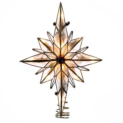 Kurt Adler Stars-10" Multi-Point Star Of Bethlehem Glass Gem Christmas Tree Topper, Clear Lights