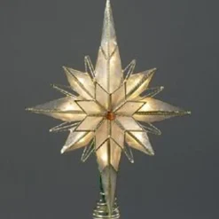 KSA Stars-10" Multi-Point Star Of Bethlehem Glass Gem Christmas Tree Topper - Clear Lights