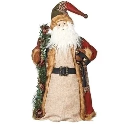 Diva At Home Santa Claus-18" Patchwork Plaid Santa Claus Decorative Christmas Tree Topper Or Figurine