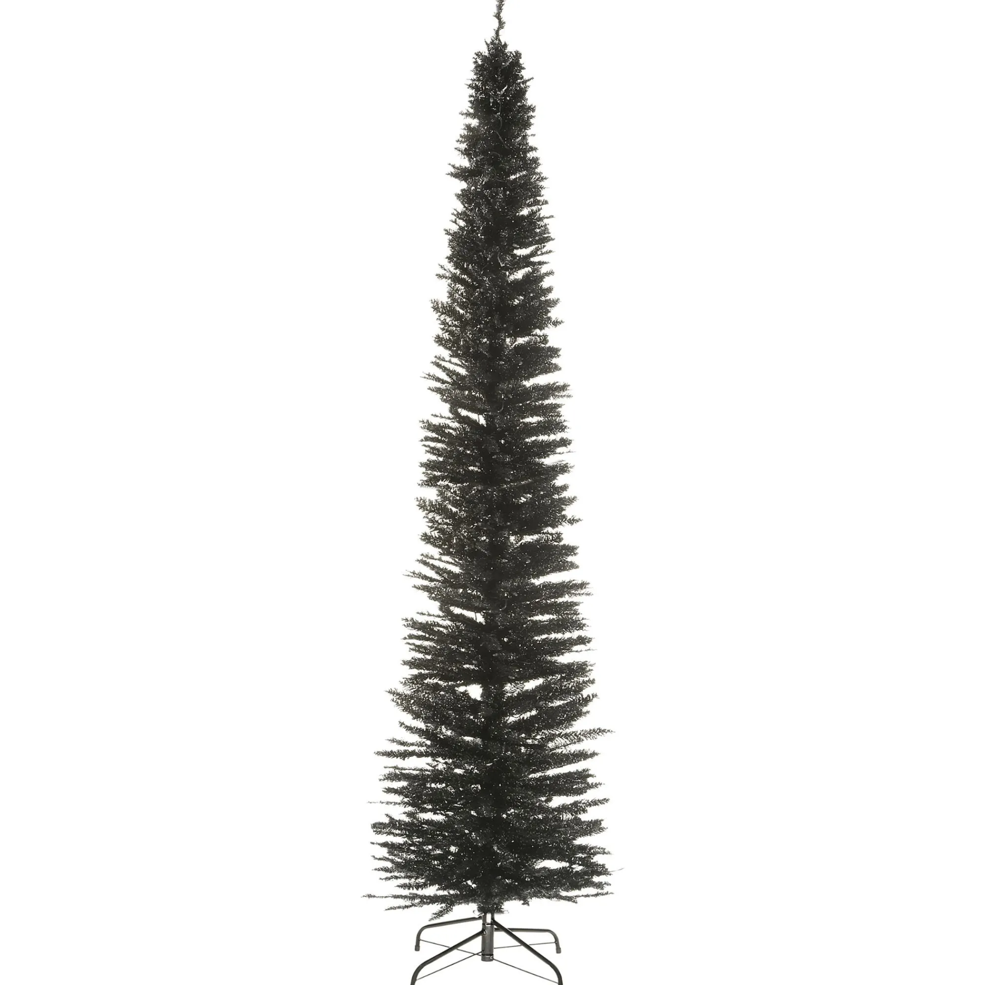 National Tree Unlit-9' Pencil Black Tinsel Artificial Christmas Tree - Unlit