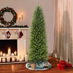 CC Christmas Decor Unlit-6.5' Pencil Fraser Fir Artificial Christmas Tree With Stand, Unlit