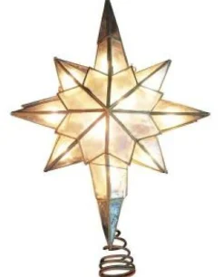 Kurt Adler Finials-8 Point Clear Capiz Bethlehem Star Christmas Tree Topper Decoration Ul0214C New