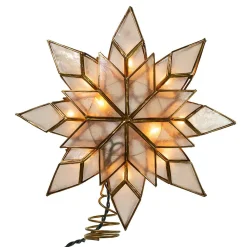 Kurt Adler Finials-8 Point Clear Capiz Star Light Up Christmas Tree Topper Decoration Ul0118C New
