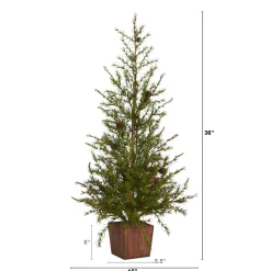 Nearly Natural Unlit-3' Potted Alpine With Pine Cones Artificial Christmas Tree - Unlit