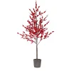 Contemporary Home Living Unlit-5.5' Potted Berry Branch Artificial Christmas Tree – Unlit