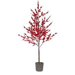 Contemporary Home Living Unlit-5.5' Potted Berry Branch Artificial Christmas Tree – Unlit