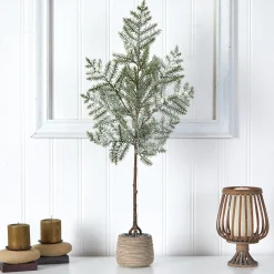 Nearly Natural Unlit-3' Potted Frosted Pine Artificial Christmas Tree, Unlit