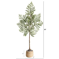 Nearly Natural Unlit-3' Potted Frosted Pine Artificial Christmas Tree, Unlit