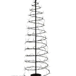 Hi-Line Gifts Spiral-6.5' Pre-Lit Brown Revolve Spiral Artificial Tree, Led Warm White Lights