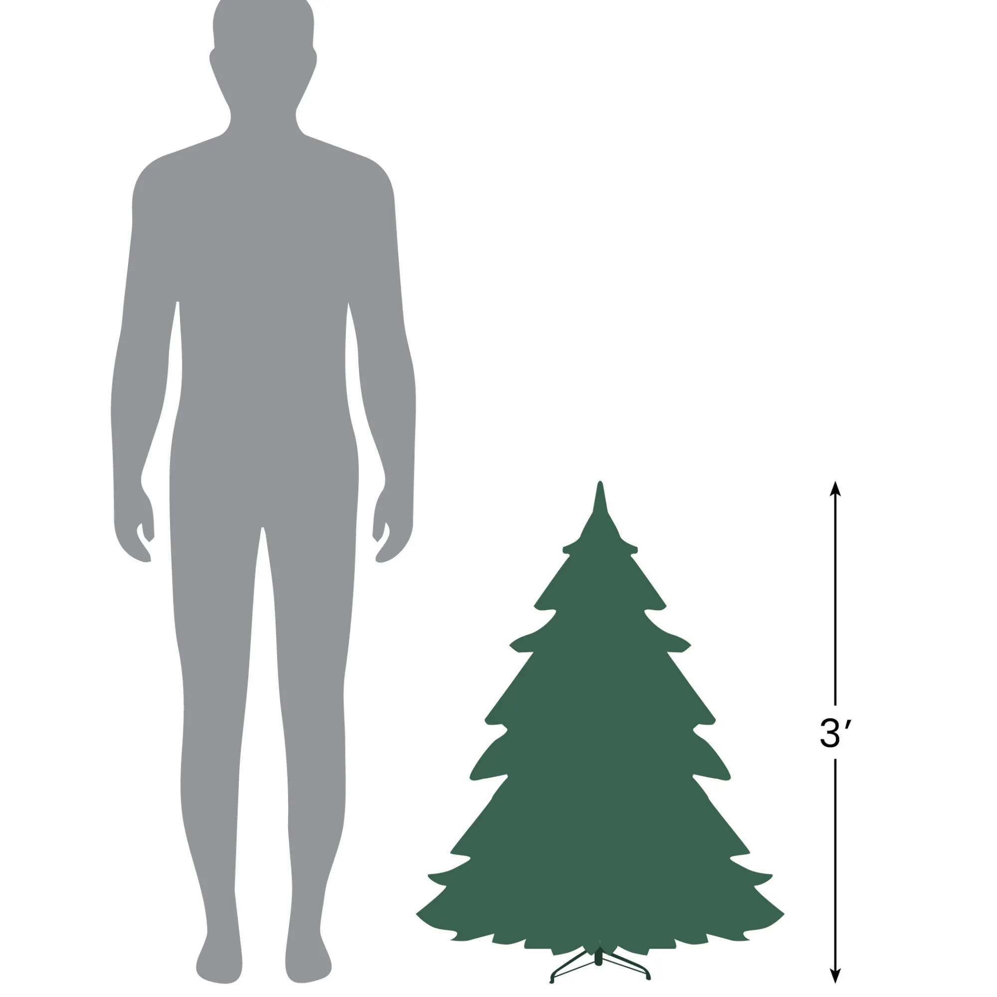 Northlight Wall Trees-3' Pre-Lit Buffalo Fir Artificial Christmas Wall Or Door Tree, Clear Dura Lights