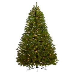 Nearly Natural Wall Trees-6' Pre-Lit Cambridge Flat Back Artificial Christmas Wall Tree, Warm White Led Lights