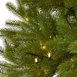Nearly Natural Wall Trees-6' Pre-Lit Cambridge Flat Back Artificial Christmas Wall Tree, Warm White Led Lights