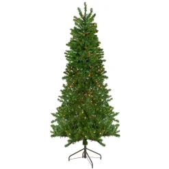 Northlight Wall Trees-7.5' Pre-Lit Canadian Pine Slim Artificial Christmas Wall Tree - Multicolor Lights