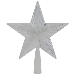Northlight Stars-8" Pre-Lit Clear Crystal Star Christmas Tree Topper - Clear Led Lights