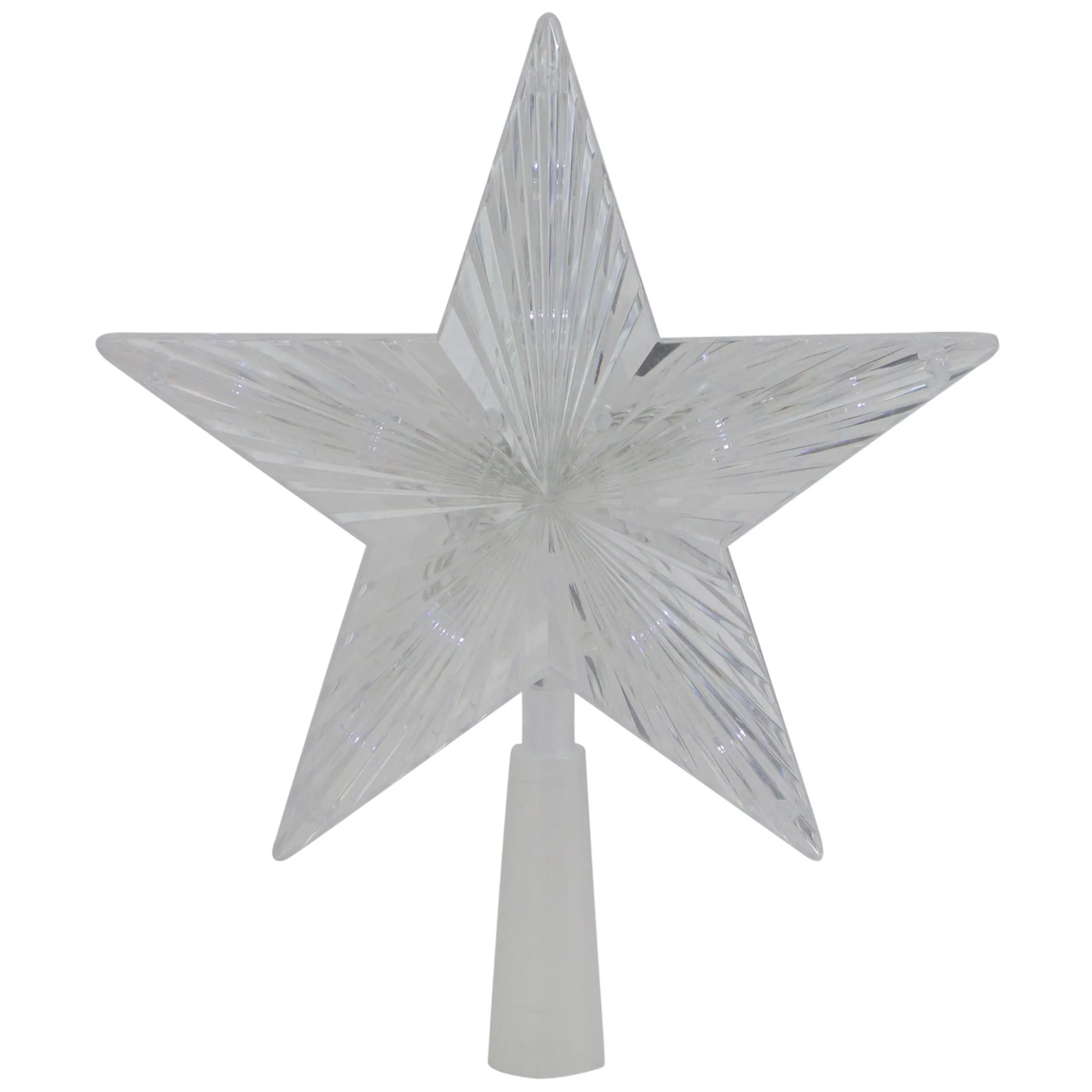 Northlight Stars-8" Pre-Lit Clear Crystal Star Christmas Tree Topper - Clear Led Lights