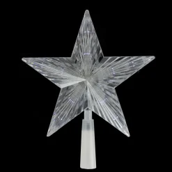 Northlight Stars-8" Pre-Lit Clear Crystal Star Christmas Tree Topper - Clear Led Lights
