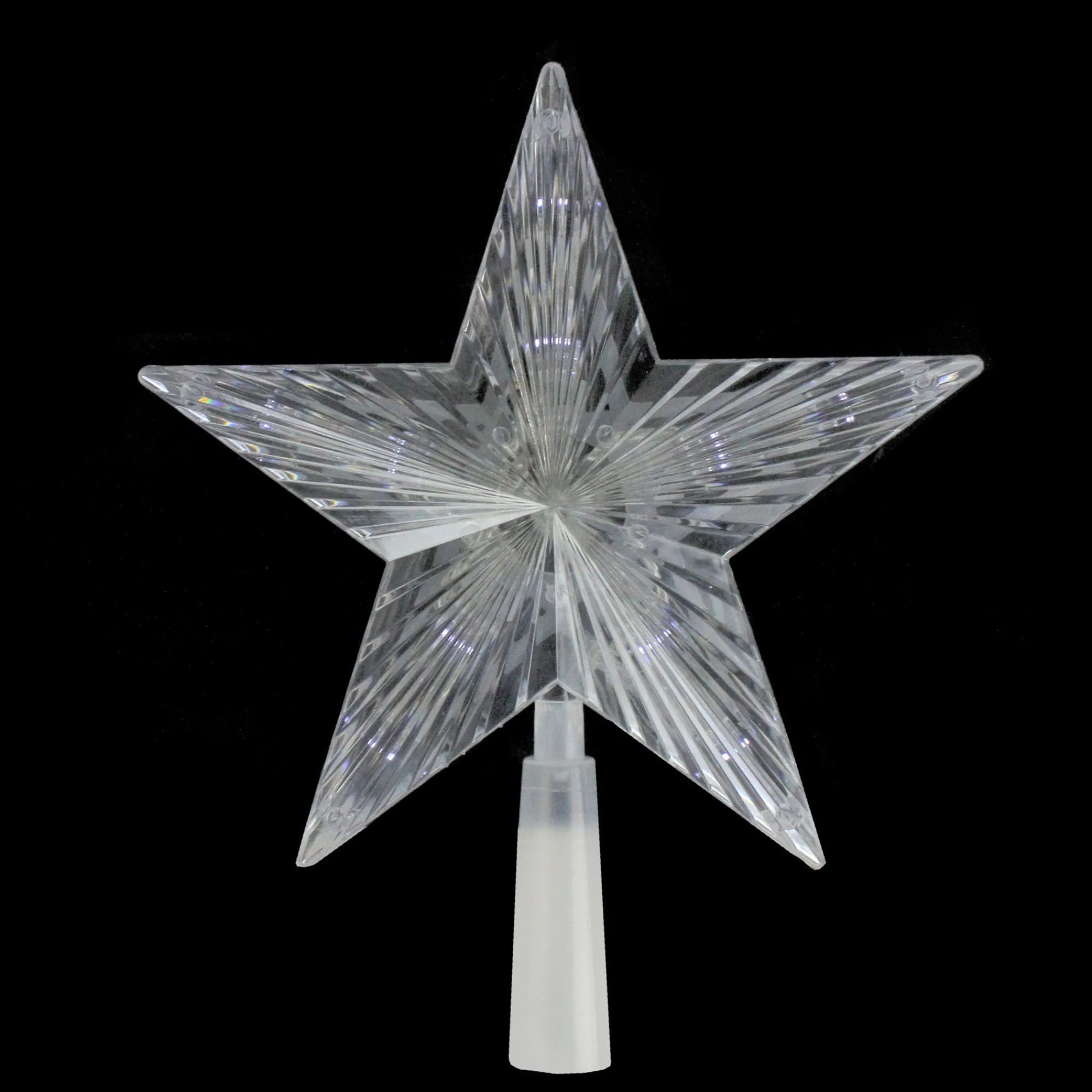 Northlight Stars-8" Pre-Lit Clear Crystal Star Christmas Tree Topper - Clear Led Lights