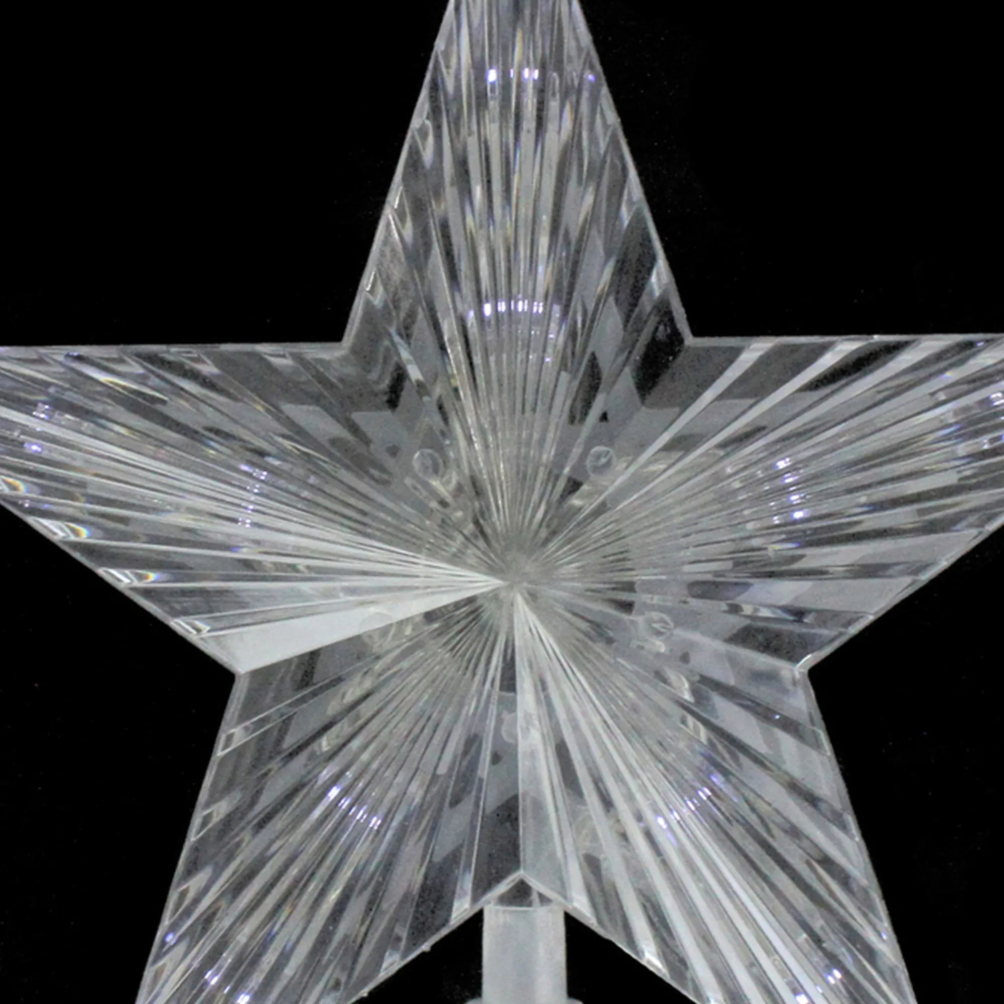 Northlight Stars-8" Pre-Lit Clear Crystal Star Christmas Tree Topper - Clear Led Lights