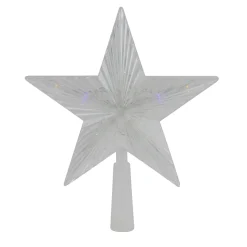 Northlight Stars-8" Pre-Lit Clear Crystal Star Christmas Tree Topper - Multicolor Led Lights