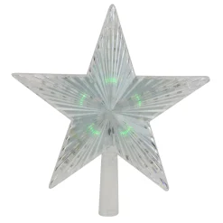 Northlight Stars-9" Pre-Lit Clear Crystal Star Christmas Tree Topper - Multicolor Led Lights