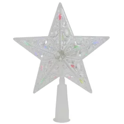Northlight Stars-7.5" Pre-Lit Clear Jeweled Star Battery Operated Christmas Tree Topper - Multicolor Lights